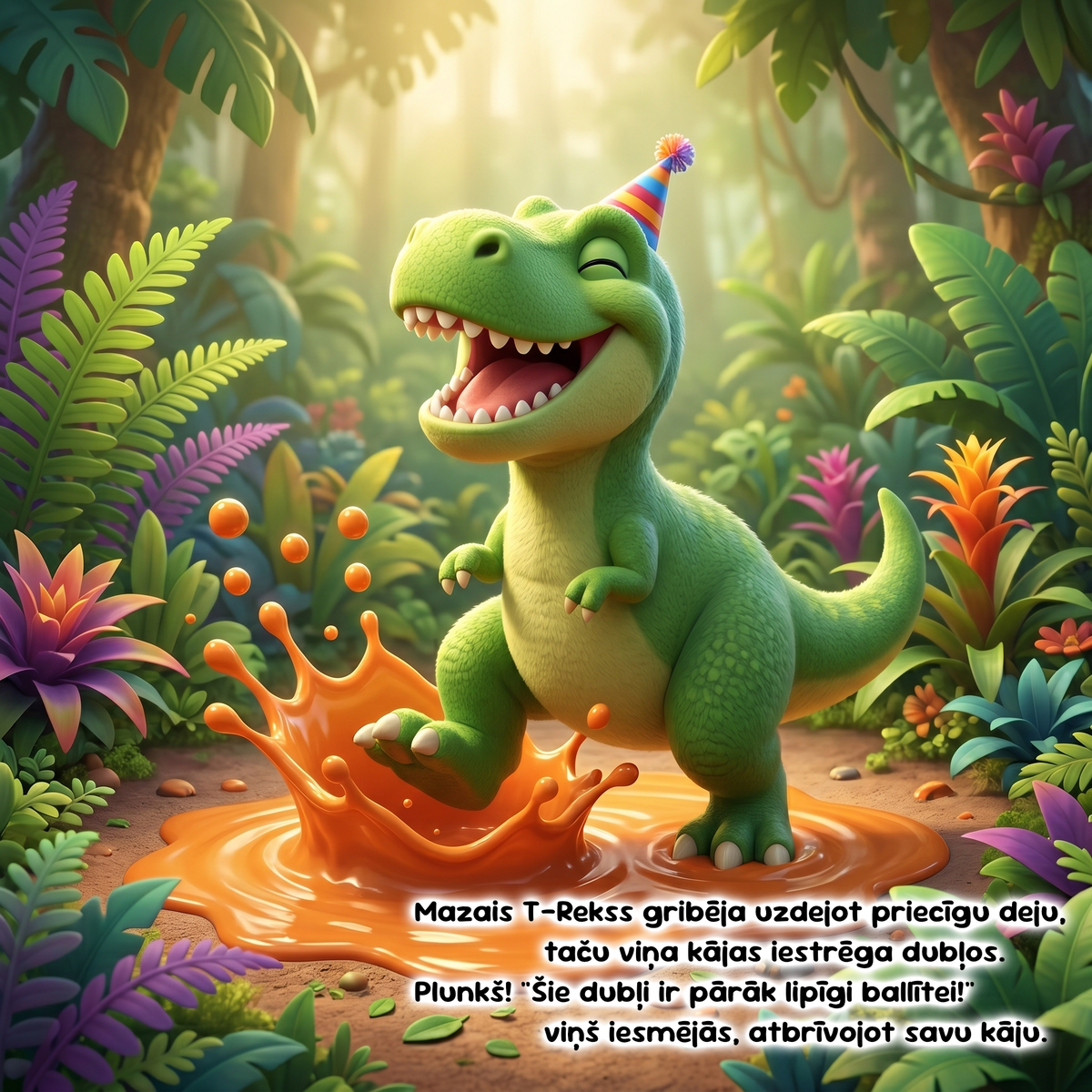 Grāmatas Pikniks ar Dinozauriem parauga 5. lappuse