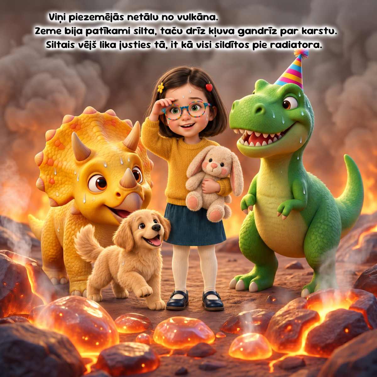 Grāmatas Pikniks ar Dinozauriem parauga 8. lappuse